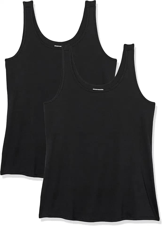 Amazon Essentials Women's Plus Size Slim Fit Scoop Neck Tank Top, Pack of 2