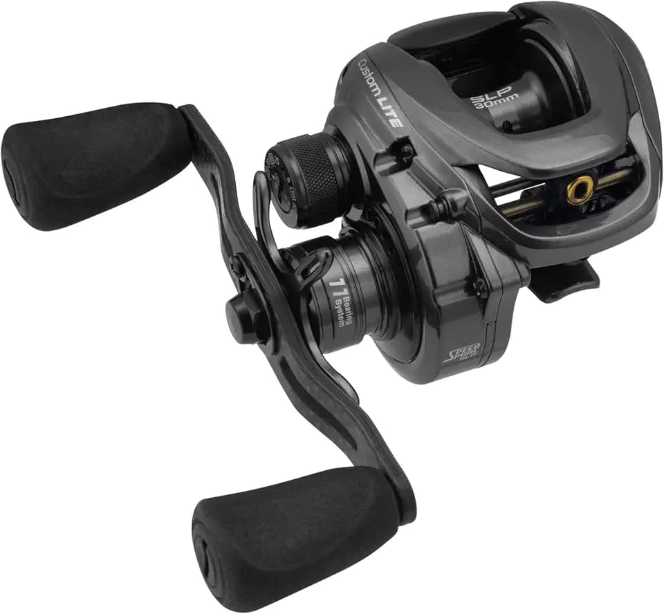 Lew's Custom Lite SS Baitcast Fishing Reel, 10+1 Double Shielded Bearings, Super Shallow 30 mm Spool, Tanso Tech Frame, Carbon Fiber Drag, Carbon Gray