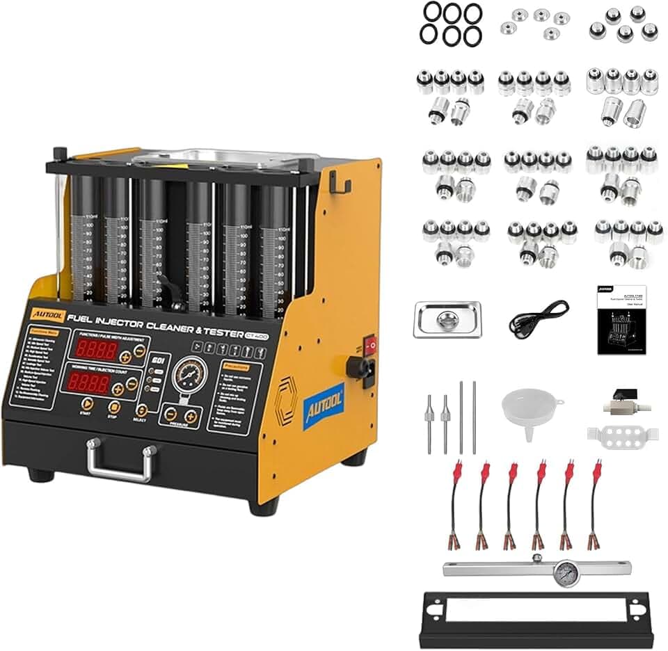 AUTOOL GDI Auto Ultraschall Injektor Reinigungsmaschine 220V, Benzin Diesel Kraftstoffinjektor Tester mit 6 Zylindern für Verschiedene Kraftstoffinjektoren