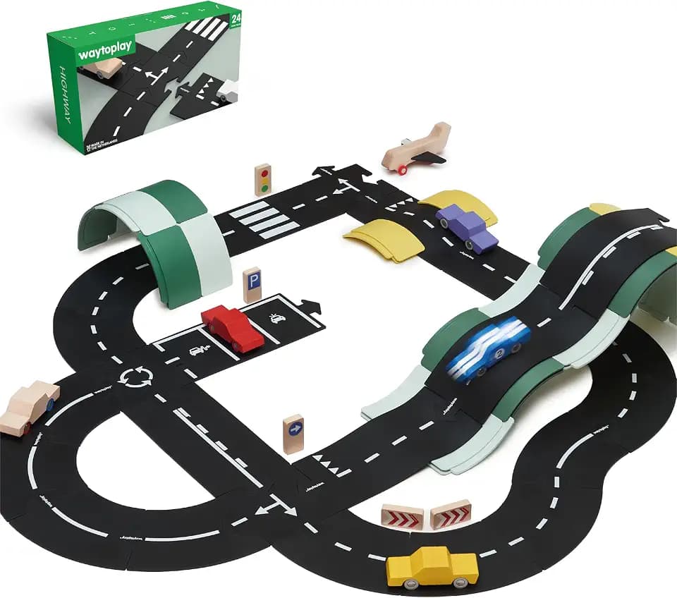 Waytoplay's Highway - Flexible Toy Road Set, 24 Pieces. The Original Since 2003. Made in Europe.