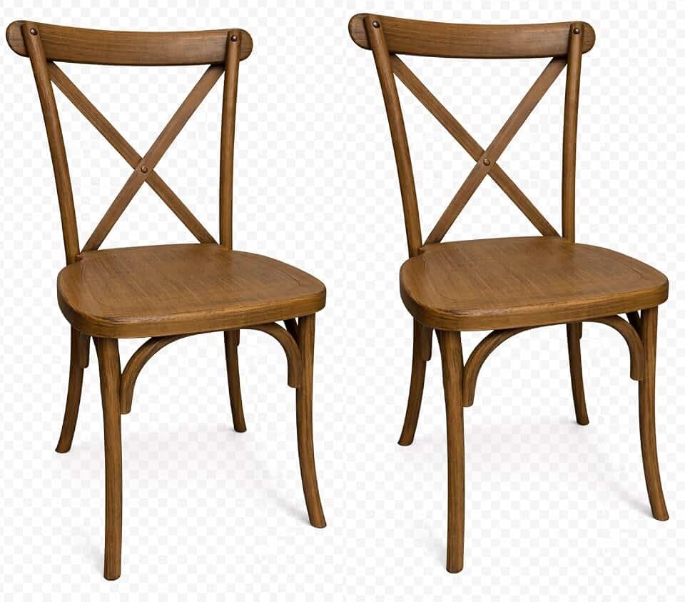 BTEXPERT Resin Outdoor Dining Chairs Set of 2 – Stackable Patio Farmhouse Chairs with X-Back, Heavy-Duty Waterproof Indoor & Outdoor Kitchen Dining Chairs, 400 lb Capacity, Chestnut Brown
