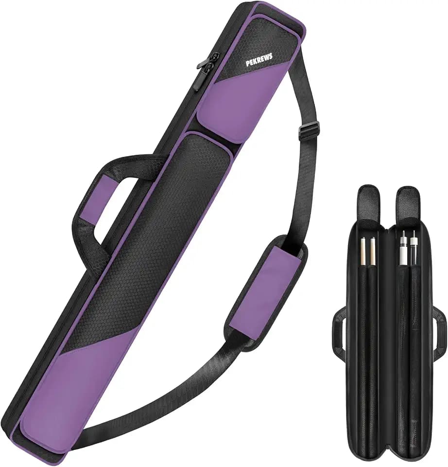 PEKREWS Pool Cue Case, Pool Stick Case 2x2 with 2 Accessories Pockets