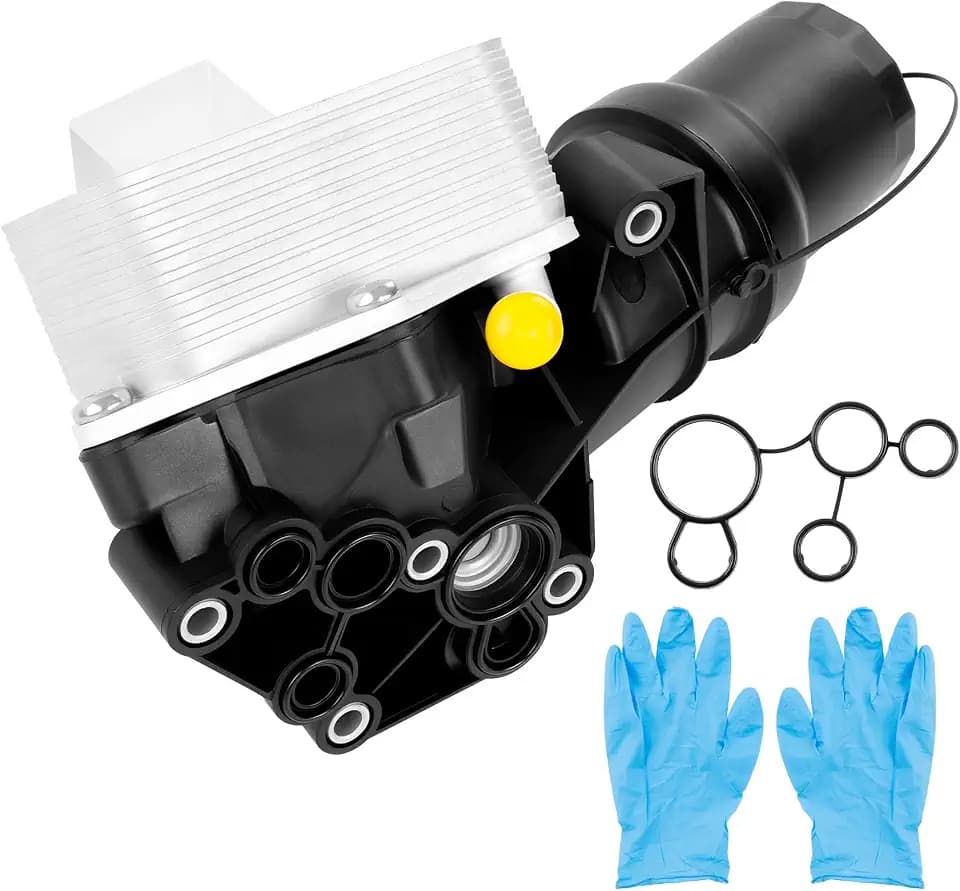 2.5L Aluminum Engine Oil Cooler Filter Housing Assembly,Fits 2006-2010 Volkswagen New Beetle,2005–2014 VW Jetta Rabbit Golf Mk5 Mk6,2012–2013 Audi TTRS Mk2,Replaces # 07K115397B, 07K115397D