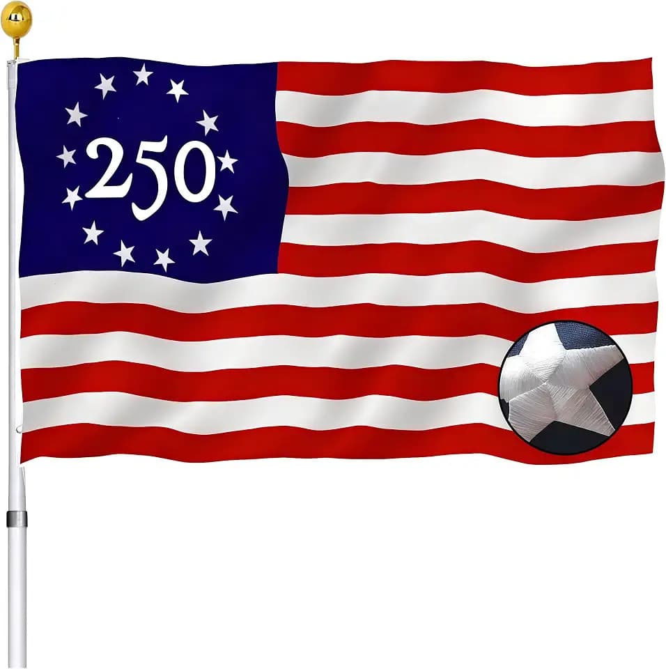 Embroidered 250 Betsy Ross Anniversary USA Flags 3x5 Outdoor- Patriotic Commemorative 1776 2026 American Flag Heavy Duty Nylon Sewn Stripe for 250th Birthday Decoration