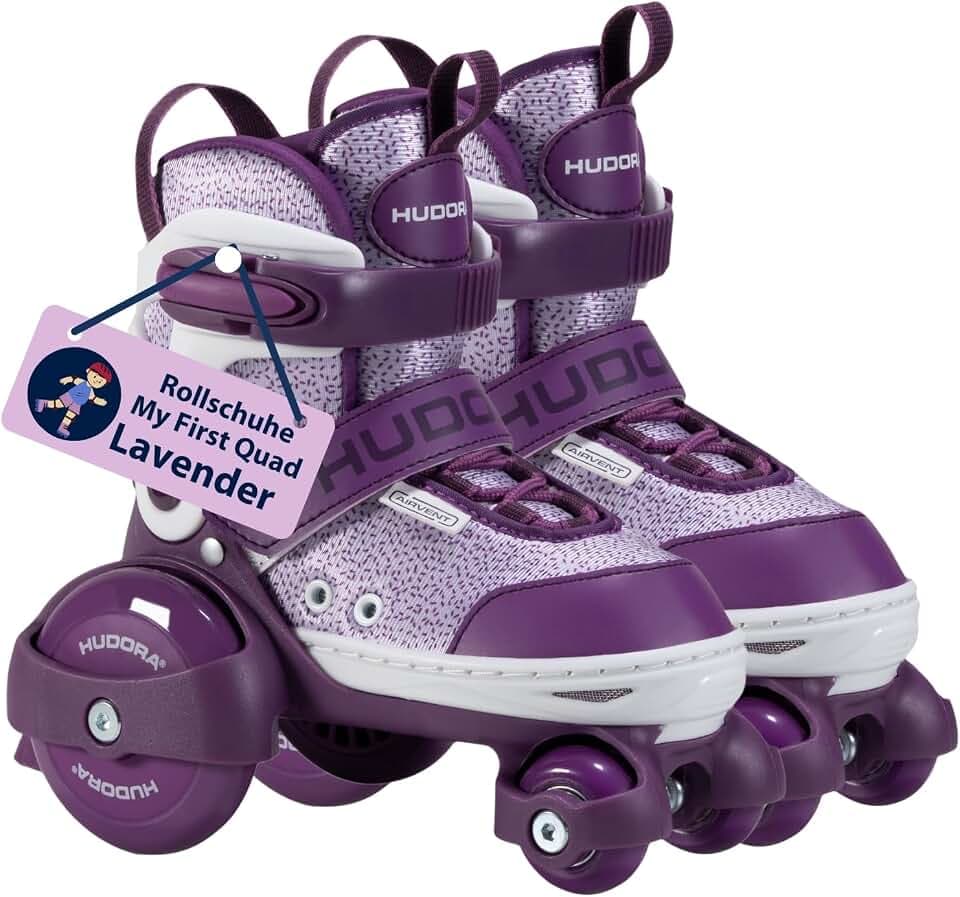HUDORA Rollschuh My First Quad in versch. Größen & Farben - hochwertige Rollschuhe für Kinder bis 20kg - Kinder Rollschuhe größenverstellbar - sichere Einsteiger-Rollerskates mit großen Rollen
