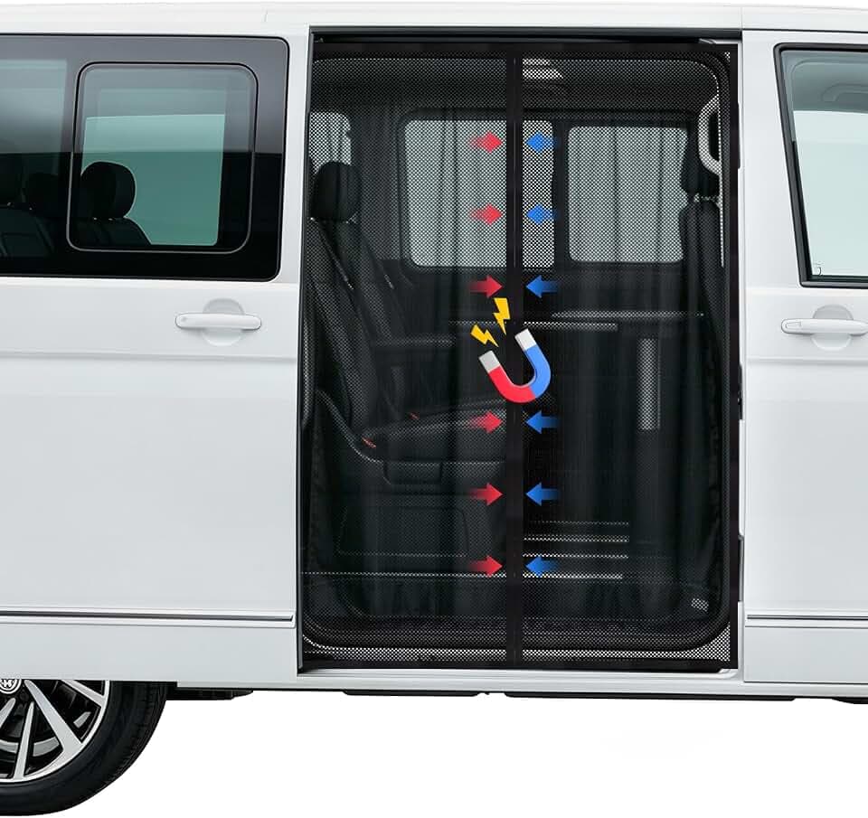 Moskitonetz Magnetisch für VW T5 T6 Schiebetür Fliegengitter Magnet Insektenschutz Schiebetür Car Mosquito Net Auto Accessoires Camping Zubehör Glamping, 148x115cm