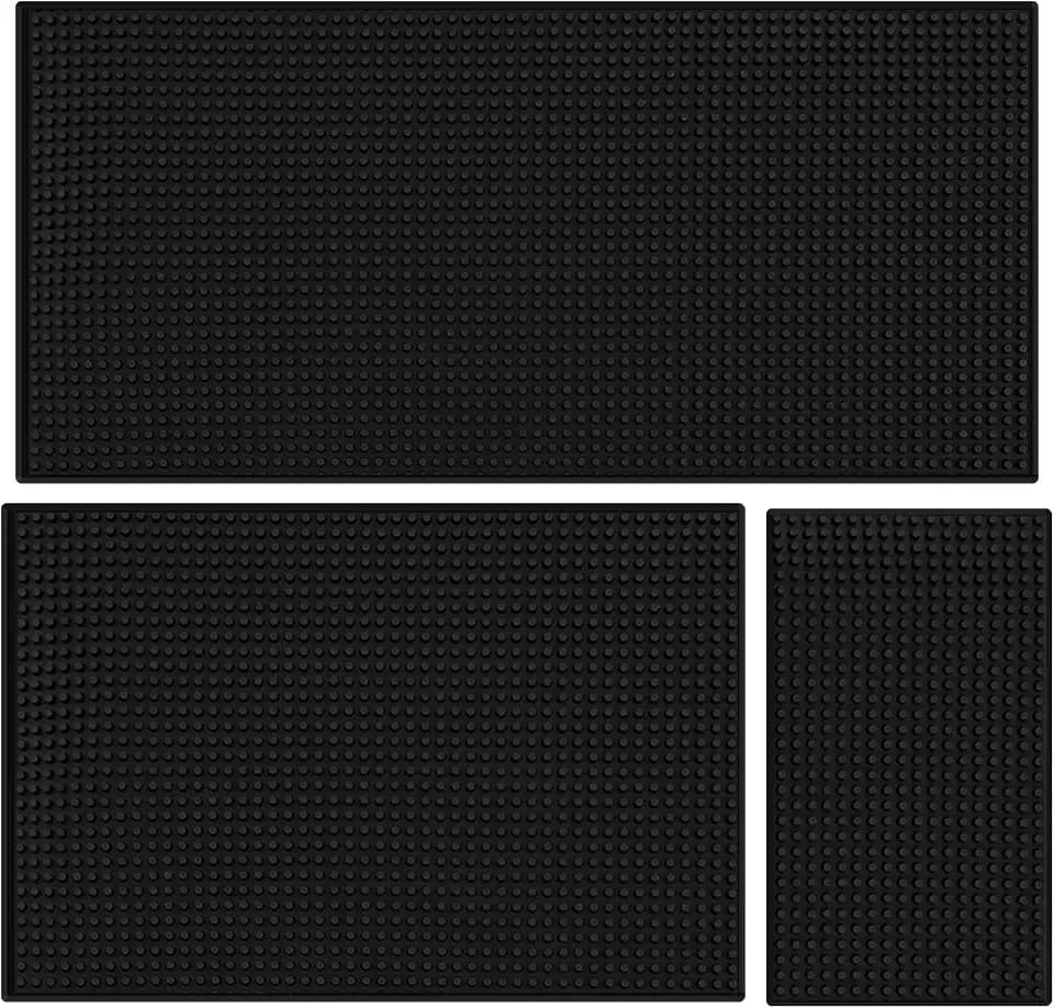 6 Pack Bar Mat Set, 6 x 12, 18 x 12 and 24 x 12 Inch Black Bar Liners