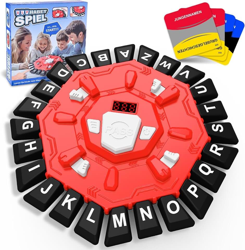 Pmgud Wörter Spiel, Buchstaben Spiel Drücken mit Timer Deutsch, Familienspiele Brettspiele Partyspiele Wortspiel für Kinder und Erwachsene, Gesellschaftsspiele für 2-8 Personen