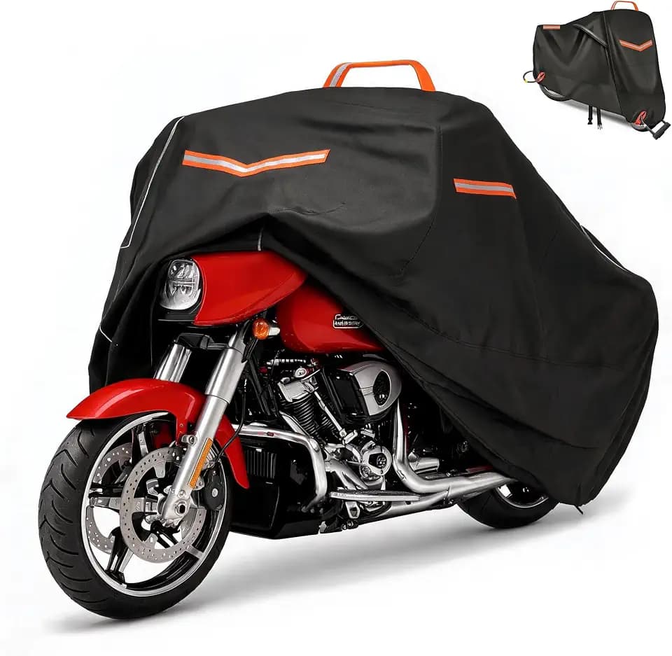 Motorcycle Cover 420D Heavy Duty Waterproof Outdoor, Upgraded Oxford Fabric