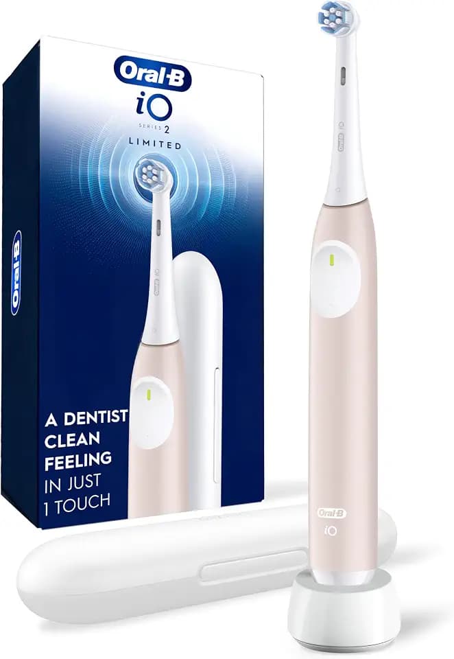 Oral-B Rechargeable Electric Toothbrush, iO Limited Simple Clean, 3 Cleaning Modes, Automatic Pressure Sensor to Protect Gums, Travel Case, Peach