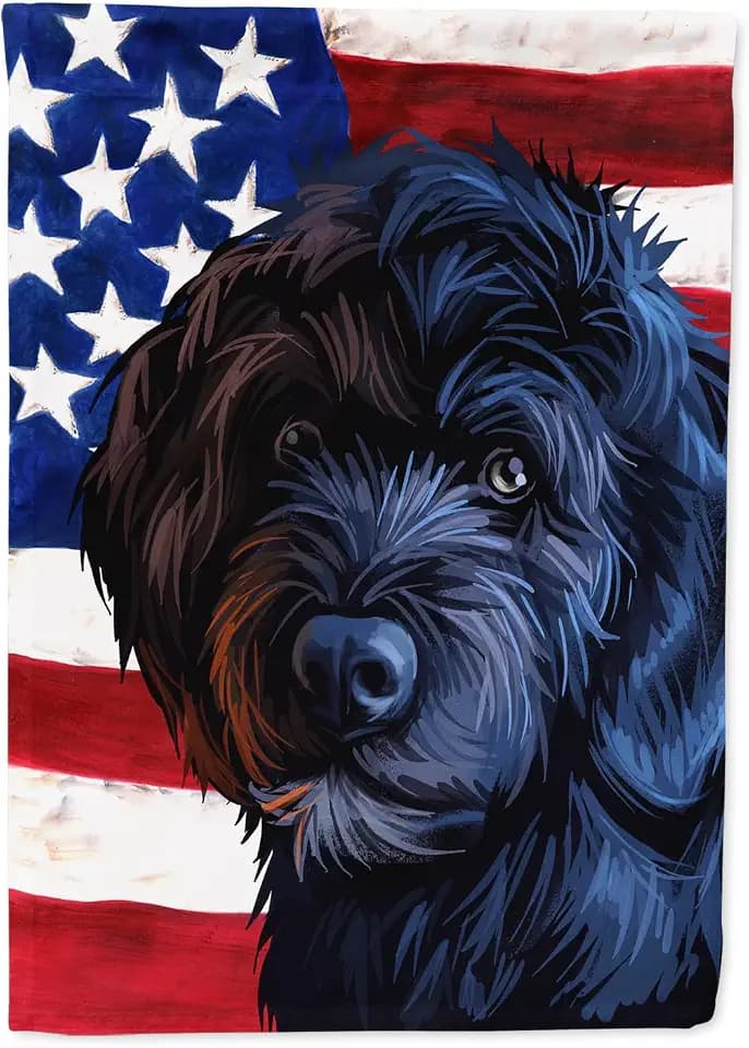 Caroline's Treasures CK6661GF Portuguese Water Dog American Flag Garden Flag Mailbox Flag Decorative Yard Flag Banner Outside Patio Artwork Yard Flower Beds, Garden Size, Multicolor