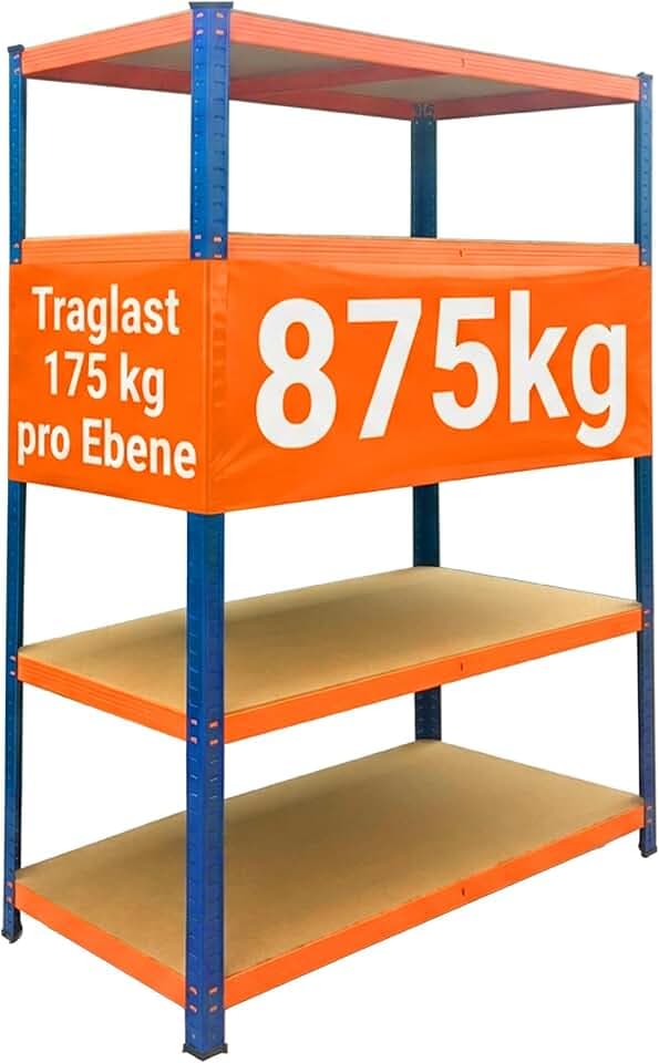 Relaxdays Schwerlastregal, HBT: 200x100x60 cm, blau-orange