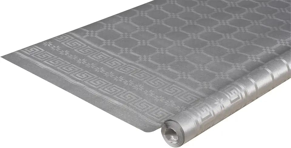 Pronappe Tischdecke R480652I 12er Pack Einweg-Tischdecken aus Damastpapier Länge 6m Breite 1,20m (pro Rolle) Farbe Silber Damastpapier mit universellem Muster schick und klassisch