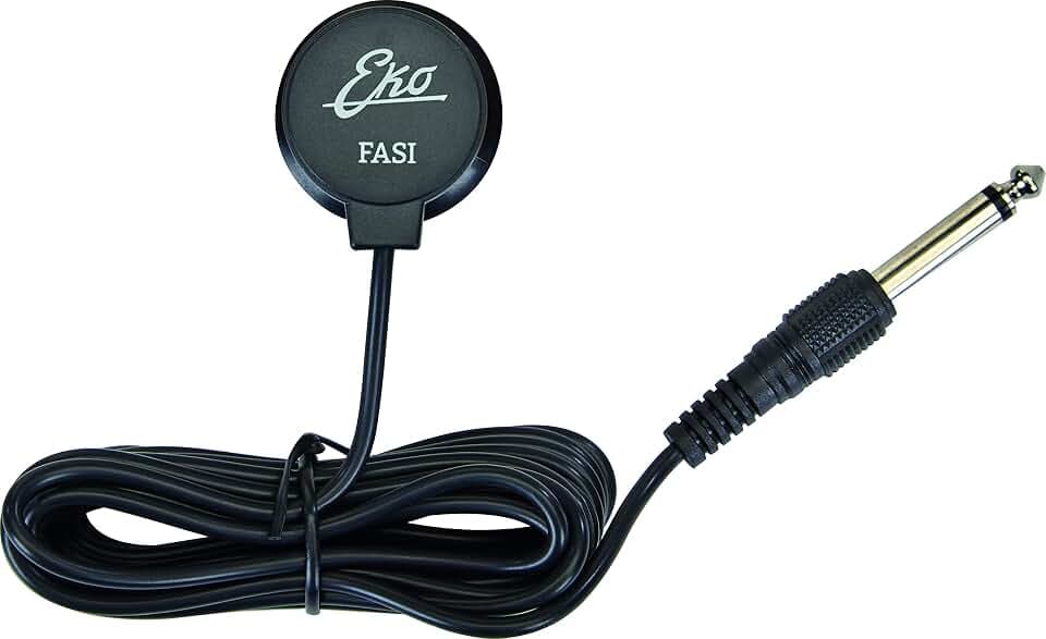 EKO GUITARS - FASI Saugnapf-Pickup, Pickup zum Verstärken, Integrierter Saugnapf, Mit 3-Meter-Klinkenkabel, Farbe Schwarz