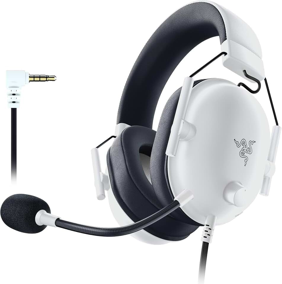 Razer BlackShark V2 X Gaming Headset for PC, 3.5mm Audio Jack, White