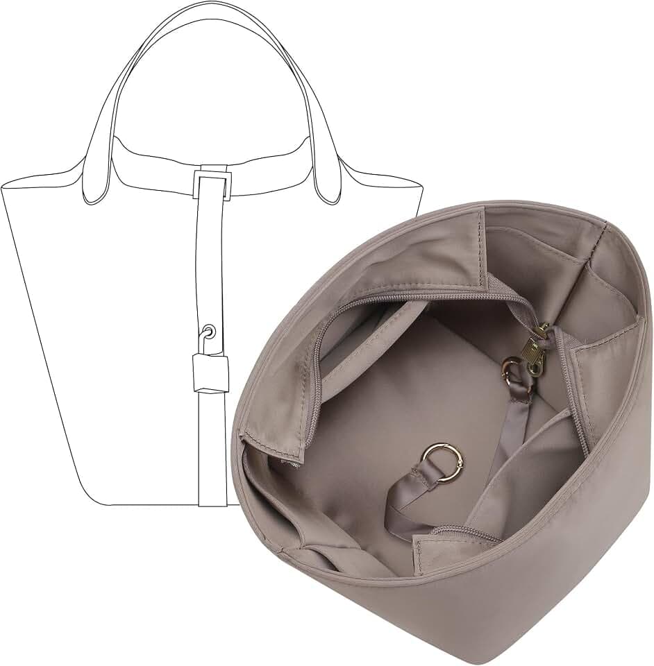 Purse Organizer Insert for Hermes Picotin 22 Bag, Etoupe grey