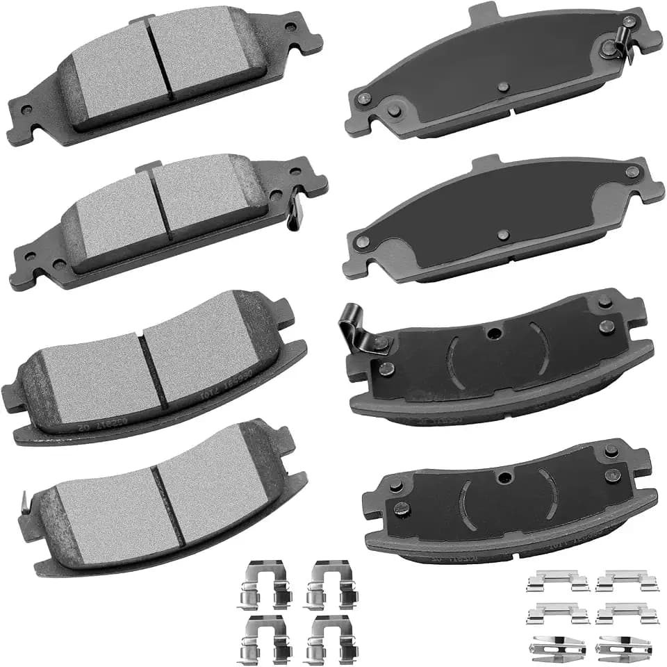 cciyu D698 D727 Brake Pads w/Hardware Front Rear Disc Brake Pad Set