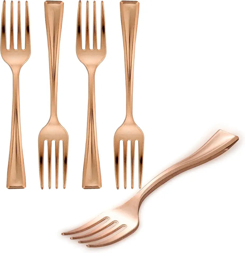 Restaurantware Rose Gold Plastic Mini Fork, 4 In, 500 Pack