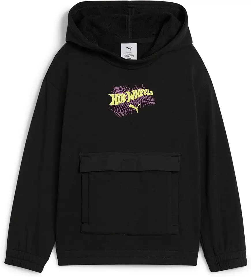 PUMA Boys' Logo Pullover Hoodie, Fleece Sweatshirt, Large Front Pocket