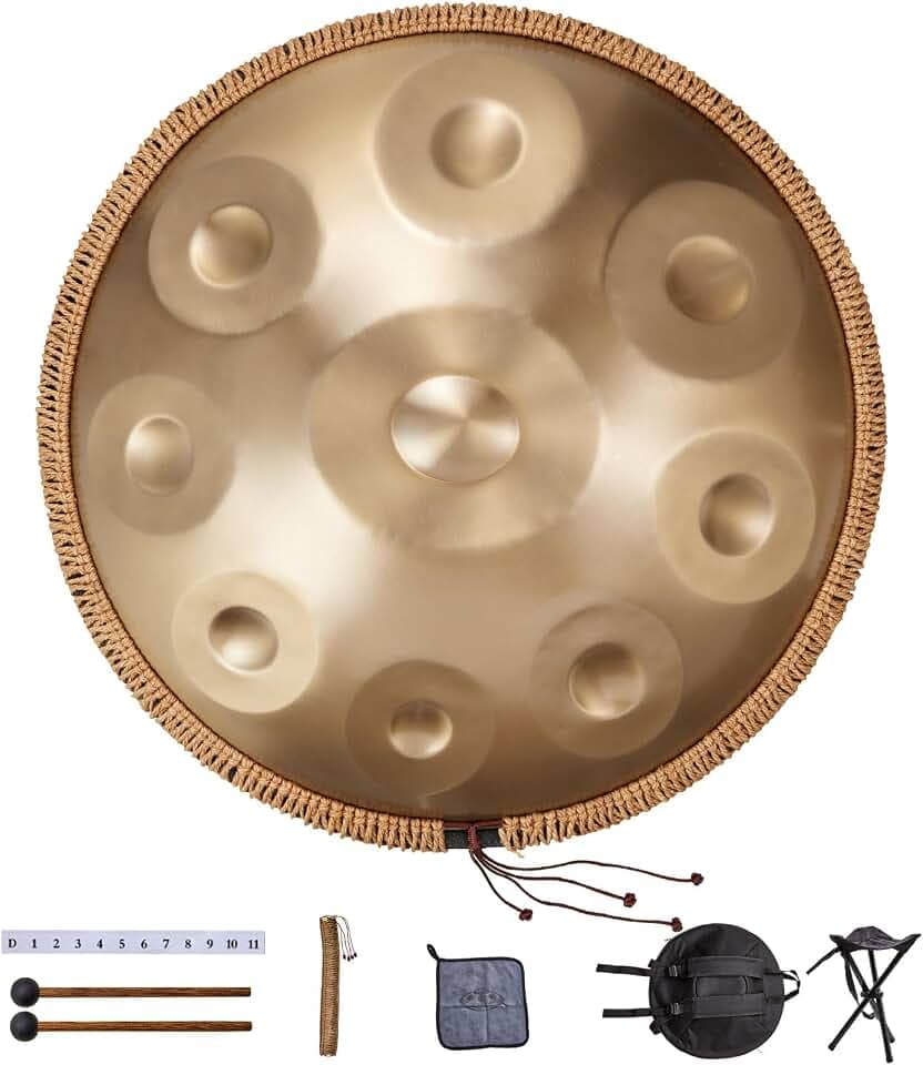 VEVOR Handpan Drum, 55 cm, 9-Ton-Stahlzungentrommel, 432 Hz, D-Moll, mit gewebtem Randschutz, 2 Schlägeln & Tragetasche, farbbeständiges Schlaginstrument für professionelle Auftritte