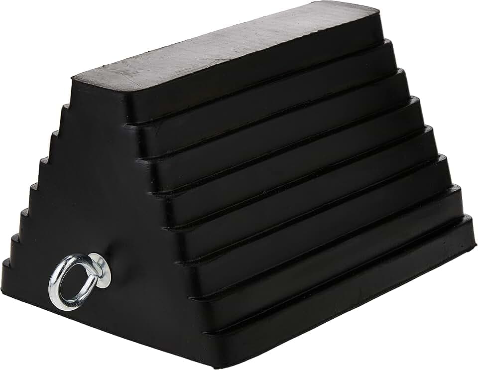 MaxxHaul 70073 Solid Rubber Heavy Duty Wheel Chock with Eyebolt, 1 Count (Pack of 1)