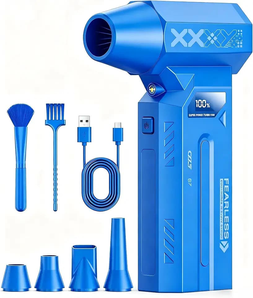 Compressed Air Duster-280000 RPM Electric Air Duster, PC Cleaning Kit with LCD Screen & LED Light,4-Gear Adjustable Fast Charging Air Blower for Home
