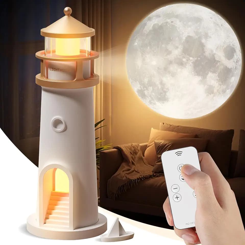 Leuchtturm Lampe Deko, Projektion Leuchtturm Lampe, LED Leuchtturm mit Fernbedienung und Bluetooth, Leuchtfeuer für Wohn- und Schlafzimmer, Geschenk für Geburtstag Weihnachten Valentinstag
