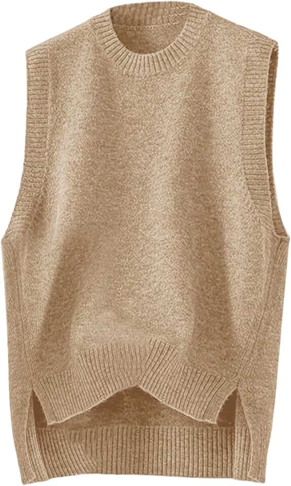 Verdusa Women's Sweater Vest Sleeveless Cozy Knit Tops Fall Clothes