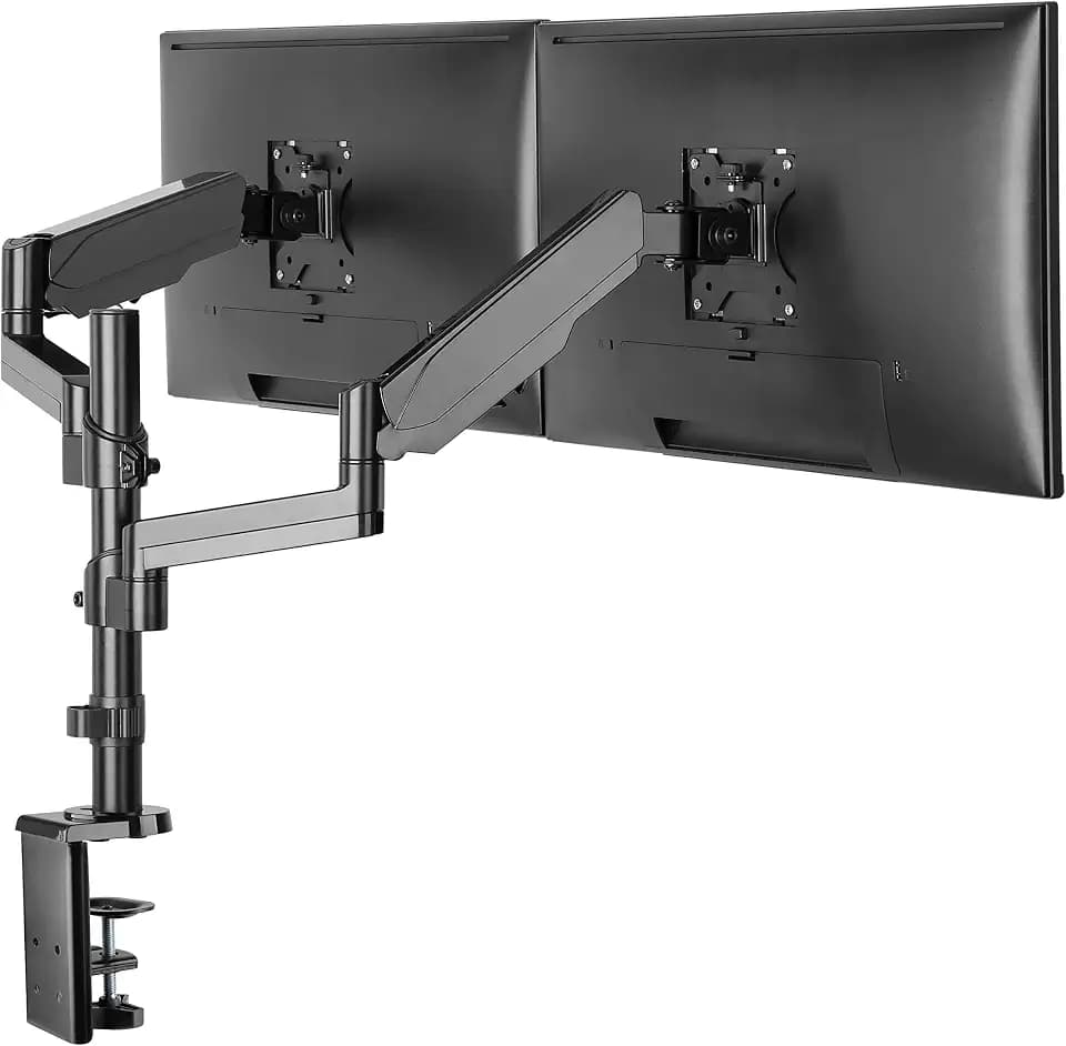 ProperAV Dual-Schwingarm PC-Monitorhalterung Gasfeder 17'' 19'' 21'' 23'' 23'' 24'' 27'' 32'' VESA Max 100x100