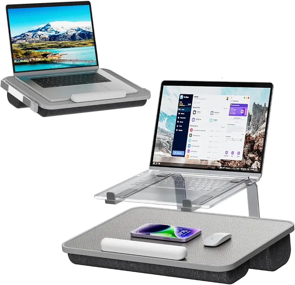 Laptop Lap Desk with Cushion, Laptop Stand for Bed with Pillow