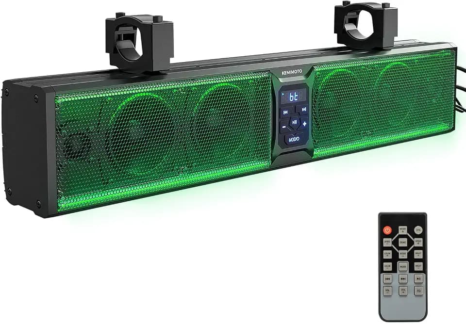 KEMIMOTO 6-Speaker Metal UTV Sound Bar Compatible with RZR Can-Am Golf ATV