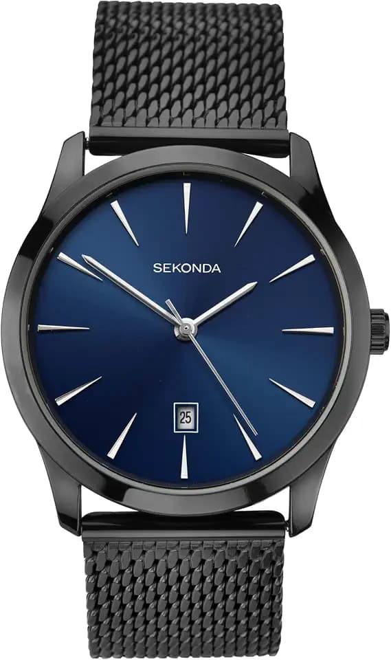 Sekonda Minimal Herren-Quarzuhr mit Analog-Anzeige, 40 mm, Edelstahl-Mesh-Armband