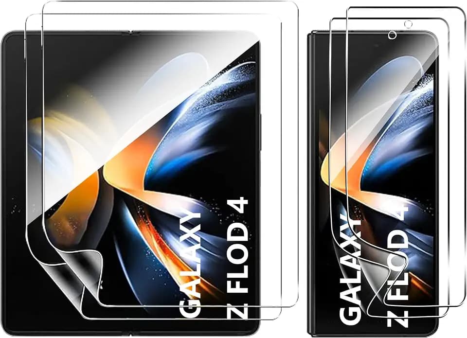 Schutzfolie für Samsung Galaxy Z Fold 4 5G Displayschutz,[2 Stück Weich TPU Displayschutzfolie und 2 Stück Außen Displayschutzfolie],Anti-Fingerabdruck,HD Flexibler Displayschutzfolie
