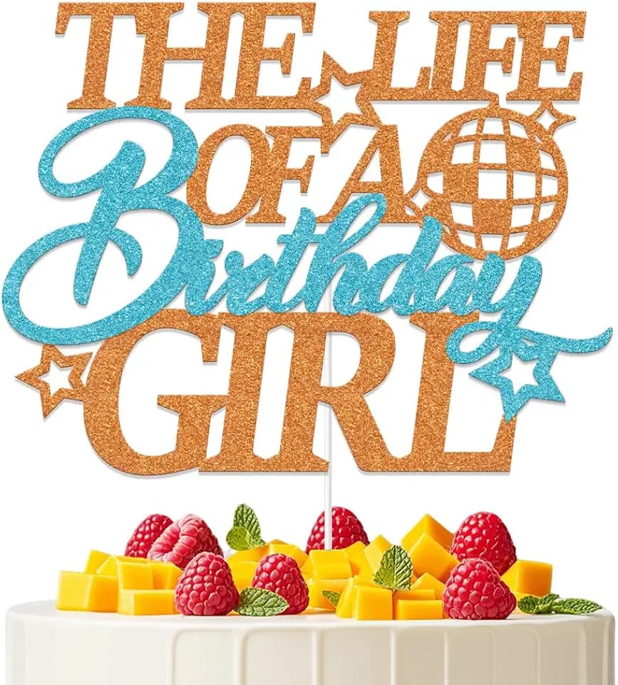 The Life of a Birthday Girl Cake Topper Showgirl Themed Birthday Party Decorations Birthday Cake Decor for Girl Orange Glitter