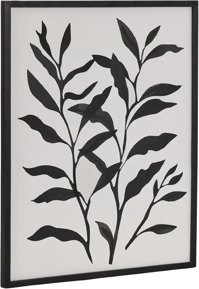 Kate and Laurel Modern Botanical Matisse Inspired Silhouette Framed Wall Art by The Creative Bunch Studio, 16x20 Black, Black and White Floral Art for Wall