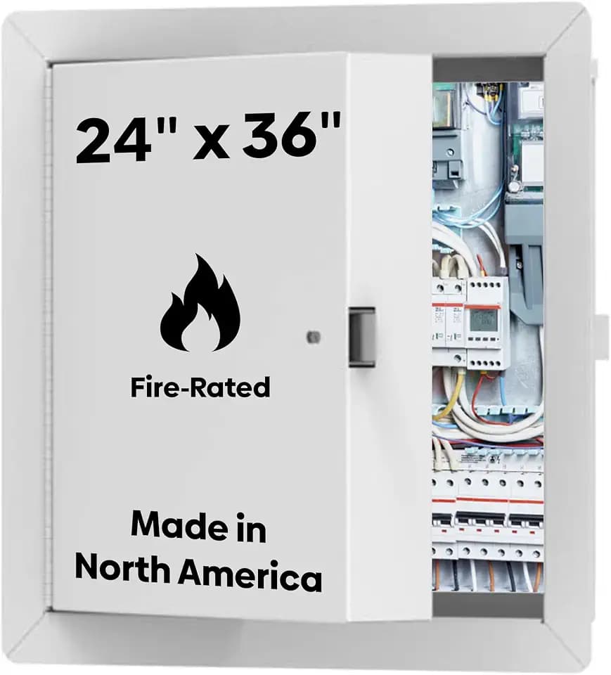 Best 24" x 36" Insulated Fire Rated Metal Access Door with Flange – 20-Gauge Galvanneal Steel Wall Access Panel, 2" Mineral Wool Insulation, White Powder-Coat Finish, LEED Compliant, BA-FRI