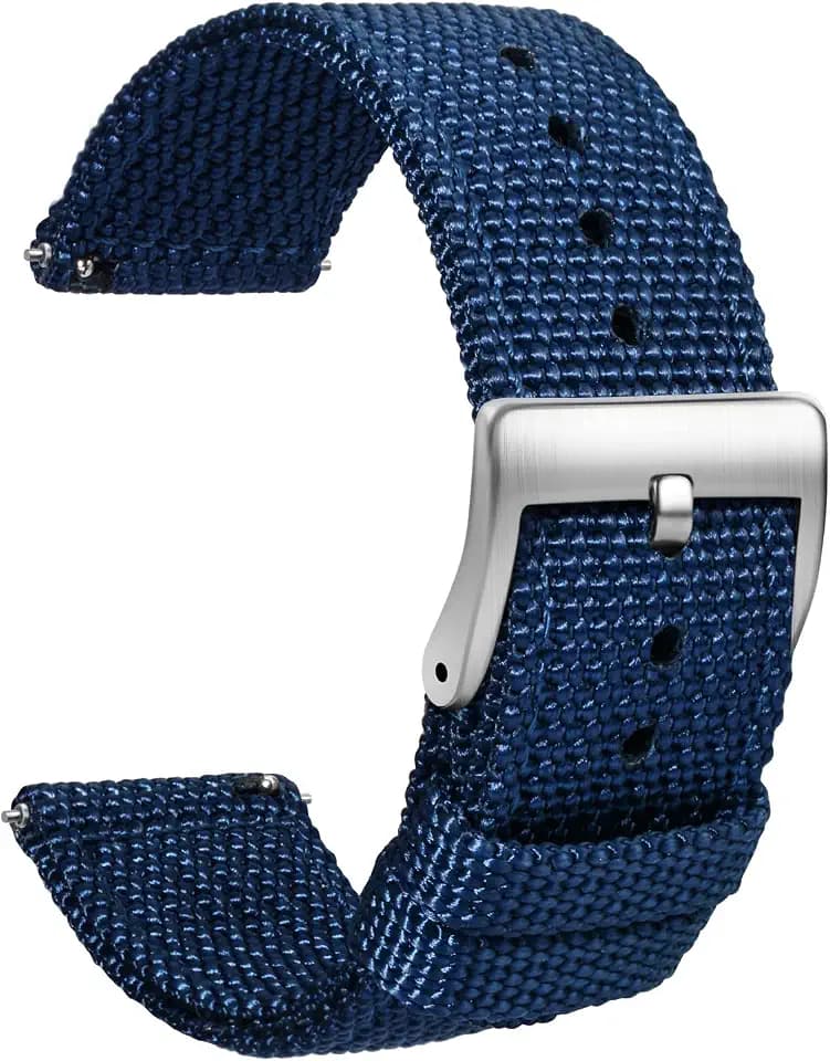 TStrap Nylon Watch Strap 20mm - Quick Release Watch Band Soft Black - Canvas Military Wtach Bands for Men Ladies – for Smart watch Bracelet Replacement with Clasp - 18mm, 20mm, 22mm 24mm