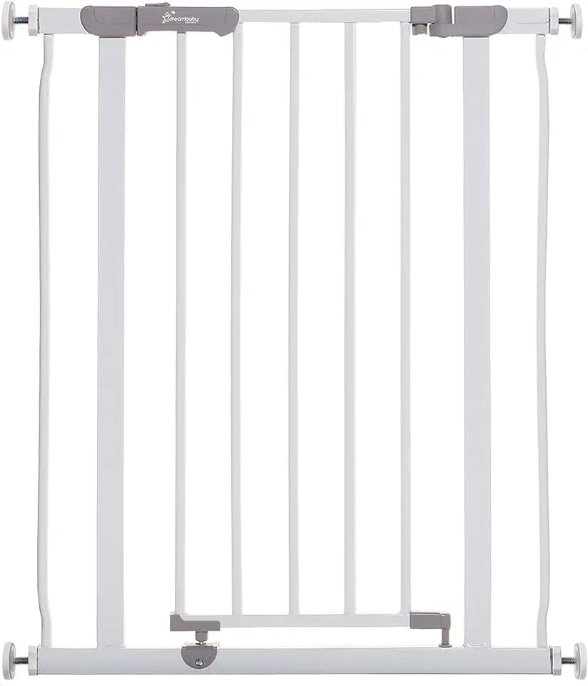 Dreambaby® AVA Slimline - Extra-Schmale Tür- & Treppengitter 61-68cm - Druckinstallation. Geeignet für Türen, Flure und Treppen (Farbe: Weiß)