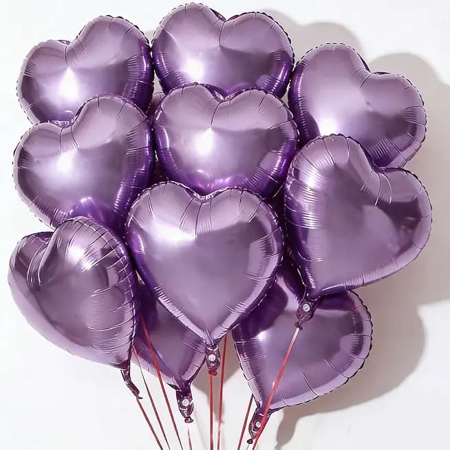 10pcs Pearl Purple Heart Balloons - 18 Inch Mylar Balloons for Baby Shower, Wedding, Valentine's Day Decorations