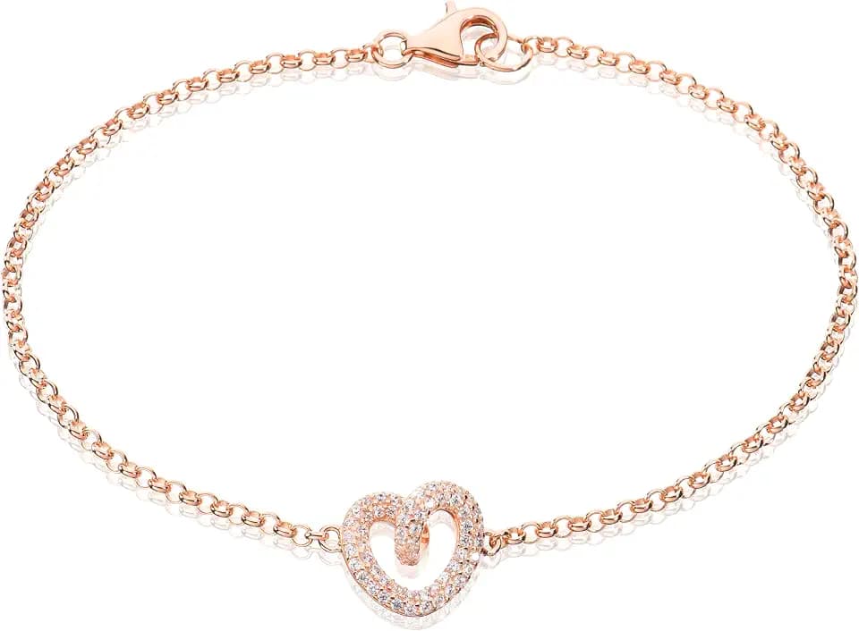 Monteverdi Damen-Armband 18,5cm Karabinerverschluss Herzanhänger 925 Sterling Silber rhodiniert 1VNAMONJ-BR-0115