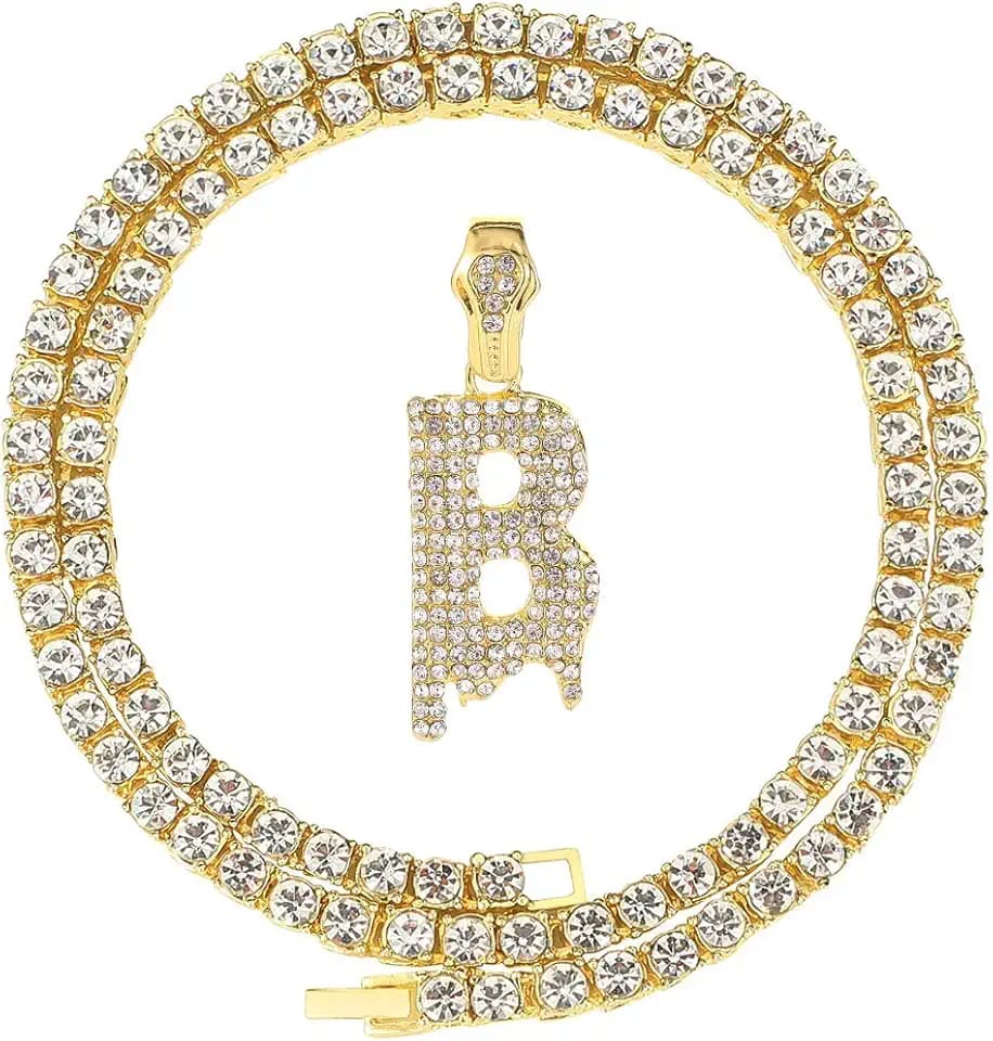 Gold Silver Initial Letter Necklaces for Men/Women, Dripping Initial Letter Pendant Necklaces A-Z, Mens Necklace Initial Letter chains