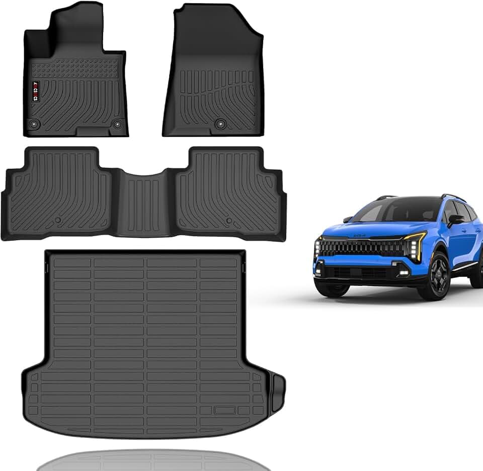 KELCSEECS® Floor Mats & Cargo Liner for 2027 2026 Kia Sportage Hybrid(Not Fit for PHEV) All Weather Car Mats Trunk Mat Kia Sportage Hybrid Floor Mats Accessories Black