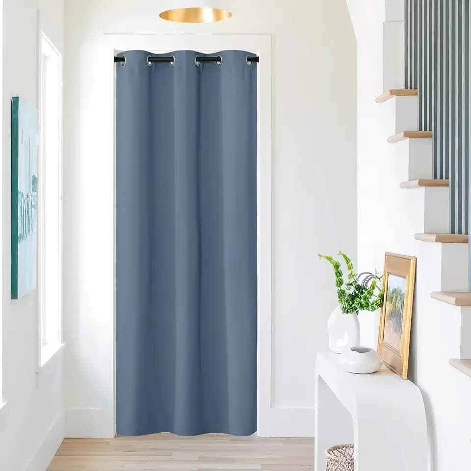 NICETOWN Doorway Curtain for Living Room Thermal Insulated Door Blinds for Door Screen, Accordion Insulated Privacy Door Window Curtain for Bedroom, 42" Wide x 95" Length, 1 Panel, Stone Blue