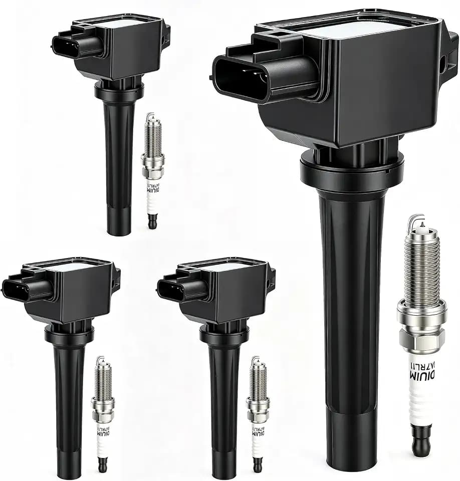 Ignition Coils Pack UF656 & Iridium Spark Plug 93501 Compatible with Mazda 3 Sport 6 CX-3 CX-5 CX-9 MX-5 Miata l4 2.0L 2.5L, Replaces C1837 5C1894 PE0118100A GN10625, Set of 4
