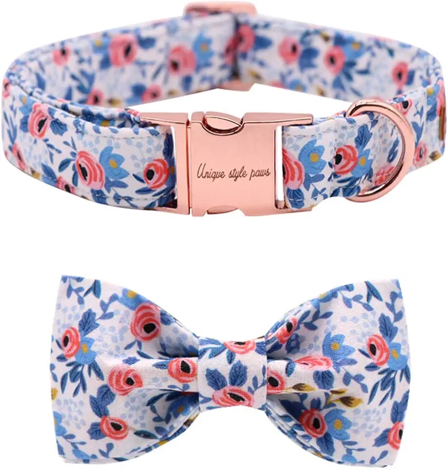 Unique Style Paws Hundehalsband mit Schleife, Fliege, bequemes Halsband für kleine, mittelgroße, große Hunde und Katzen, verstellbare Fliege, Größe XXS-XL