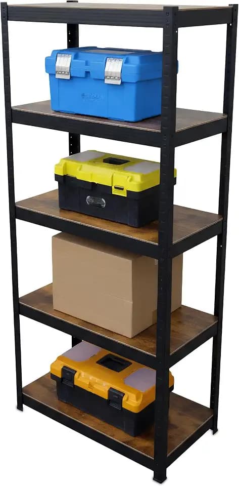 Relaxdays Schwerlastregal, HBT 168x80x40 cm, 350 kg, schwarz/braun