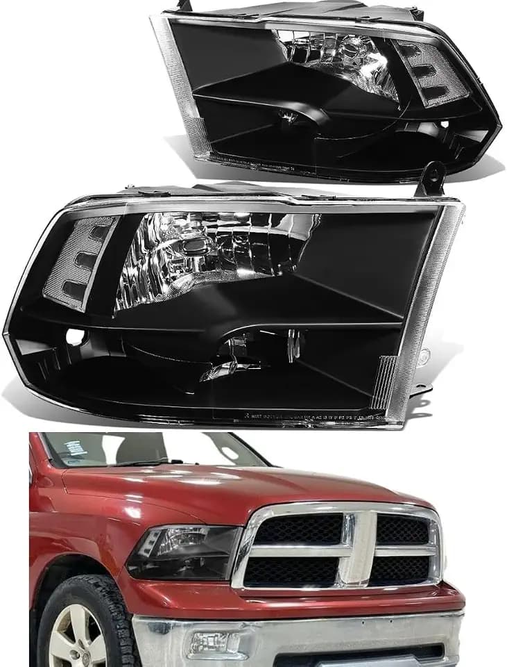 Headlights Compatible With 2009-2018 Ram 1500 2500 3500 Black Housing