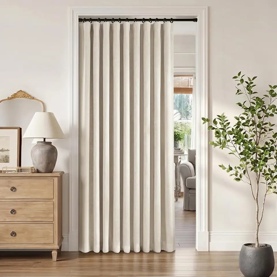 INOVADAY 100% Blackout Sliding Door Curtains, 1 Panel, W50xL84, Cream