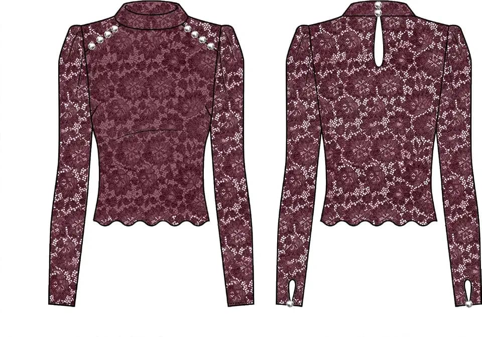 GUESS Women's Long Sleeve Josephine Lace Top