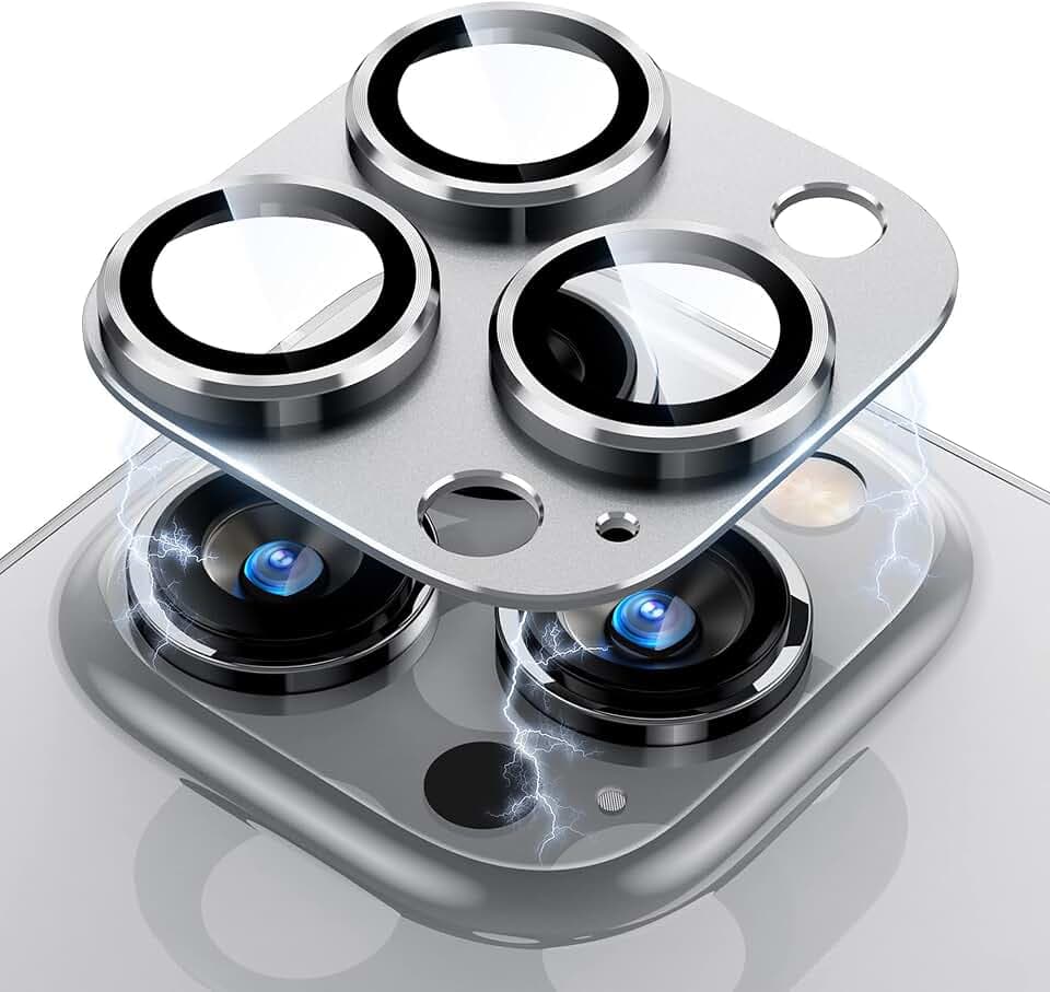für iPhone 15 Pro/ iPhone 15 Pro Max Kameraschutz, [Einteiliges Design] Anti-Kratzer Kamera Schutz Linsenschutz Kamera Schutzglas für iPhone 15 Pro/ iPhone 15 Pro Max (Weißes Titan)